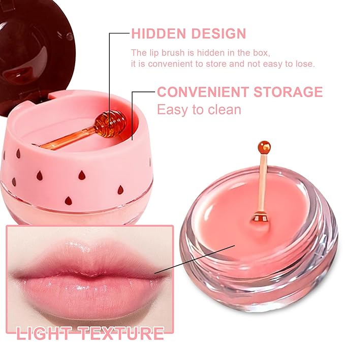 6 PCS Bee Lip Balm Honey Pot, Propolis Lip Mask Overnight, Moisturizing Hydrating Lip Sleeping Mask Prevention Dry and Cracked, Reduce Lip Lines (Strawberry&Watermelon&Honey&Cherry&Coconut&Apple Lime)