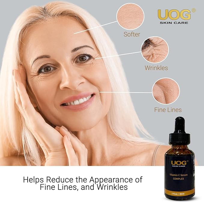 UOG Super Vitamin C Face Serum - Anti-Aging, Hydrating & Firming Formula, Lifts & Firms Face, Neck, Jawline, Reduces Dark Spots, Age Spots, Fine Lines, Wrinkles, Even Skin Tone.1 Fl Oz