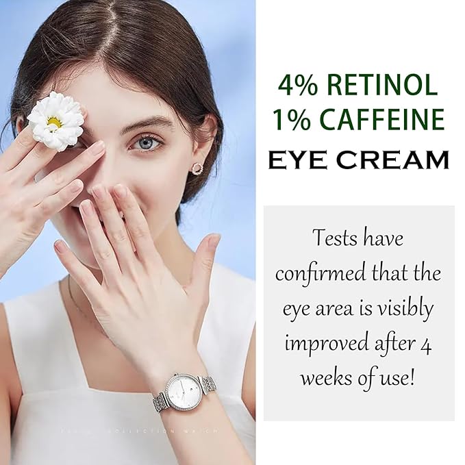 Eye Cream, Under Eye Cream for Dark Circles, Eye Cream for Puffiness and Bags Under Eye and Wrinkles with Retinol Caffeine for All Skin Types, 0.5 Fl oz