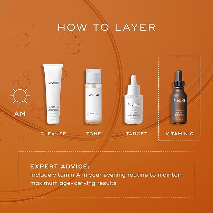 Medik8 Super C Ferulic - 30 Percent Ethylated L-Ascorbic Acid Vitamin C Serum - With Vitamin E and Ferulic Acid - Targets Signs of Aging - 1.0 oz