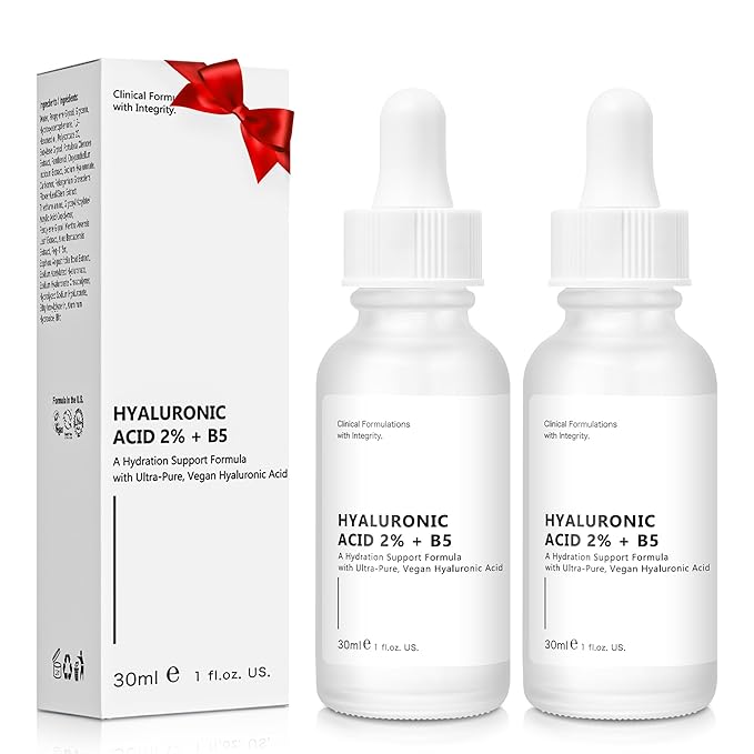 Hyaluronic Acid 2% + B5 Hydration Support Formula, Hyaluronic Acid Serum For Face - Large 30ml/1oz, 2Pcs