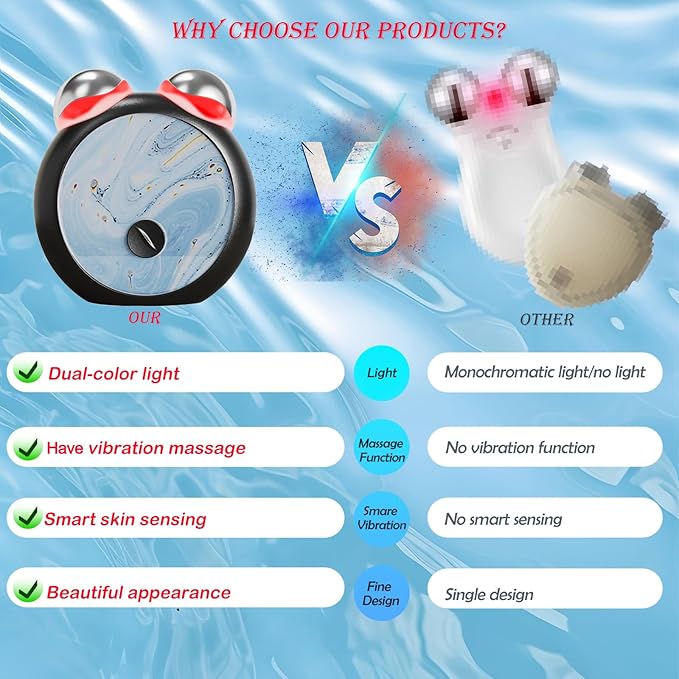 Blue Light Microcurrent Facial Device Two-Tone Light Enhances Ability to Lift Face and Tighten Skin Massager for Face Skin Tightening Facial Wrinkle Equipment USB- Black