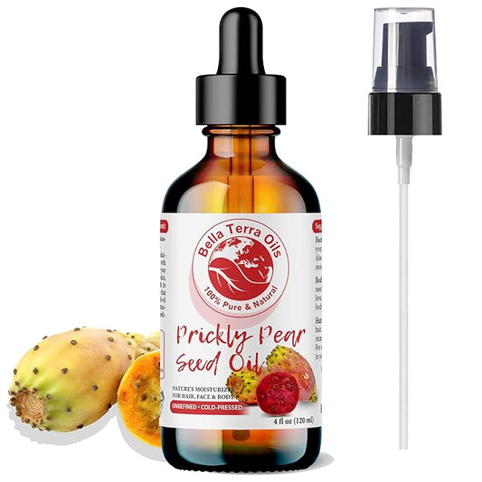 Bella Terra Oils - Prickly Pear Oil 4oz - Sourced from Pure Cactus Enclaves, Packed with Fatty Acids & Flavonoids, Impeccable for Silken Skin