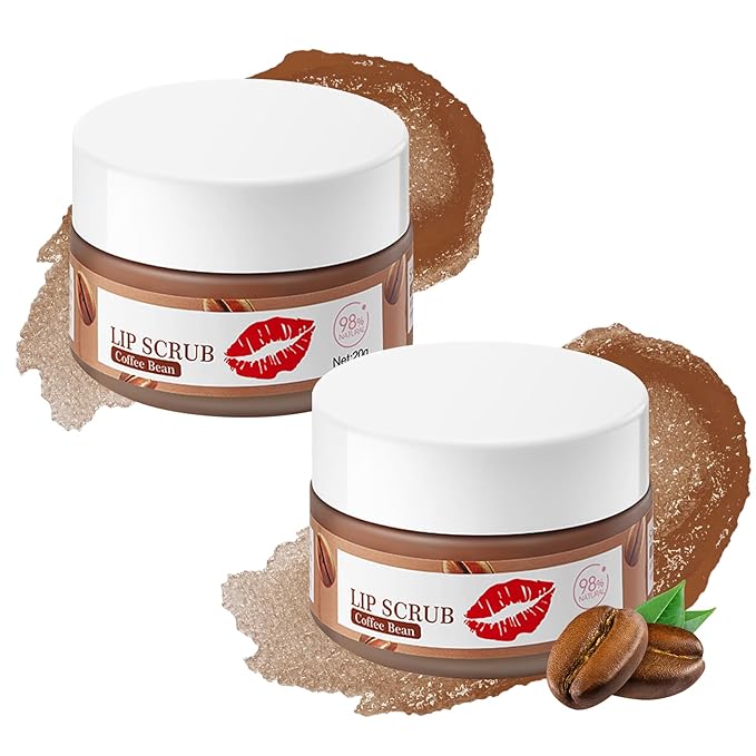 2PCS Coffee Bean Conditioning Lip Scrub Kit,Moisturizing Lip Sleeping Mask Long Lasting Hydrating Lip Scrubber Exfoliator Lip Care Products for Men & Women