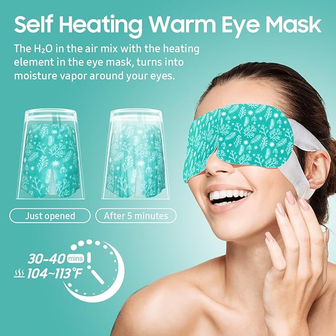 30Packs Steam Eye Mask, Heated Eye Mask Warm Compress for Eyes, Self Heating Warm Eye Masks Disposable Steam Mask for Home Sleep, Spa, Travel Essentials & Relaxation Gifts (Unscented)