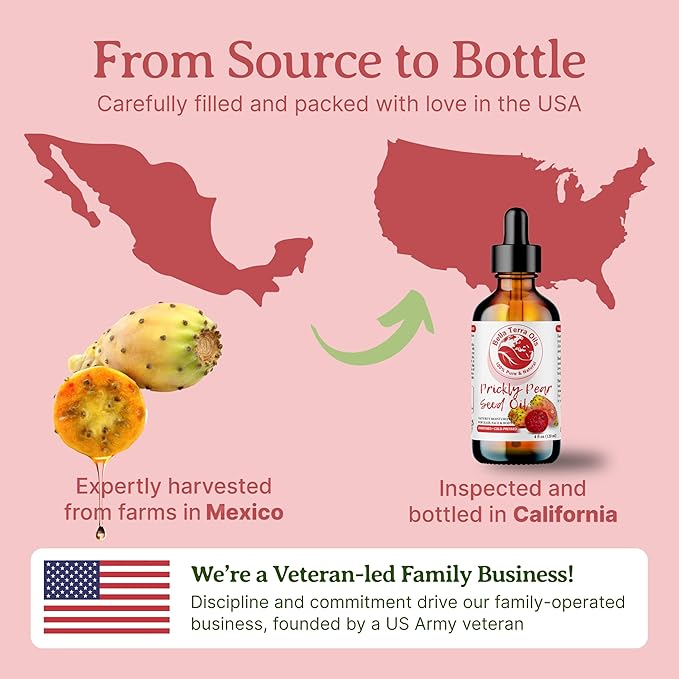 Bella Terra Oils - Prickly Pear Oil 4oz - Sourced from Pure Cactus Enclaves, Packed with Fatty Acids & Flavonoids, Impeccable for Silken Skin