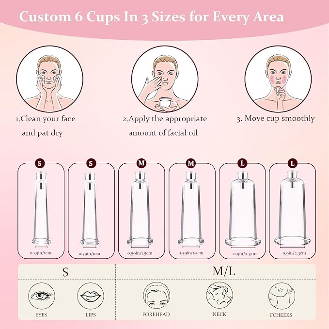Electric Facial Cupping Therapy Set, 3-in-1 Cupping, Gua Sha & Massage Tool, 3 Cup Sizes for Face, Neck & Eyes, Anti-Wrinkle, Cellulite Reduction with 2 mode 9 Suction Levels 5 frequencies Facial Tool