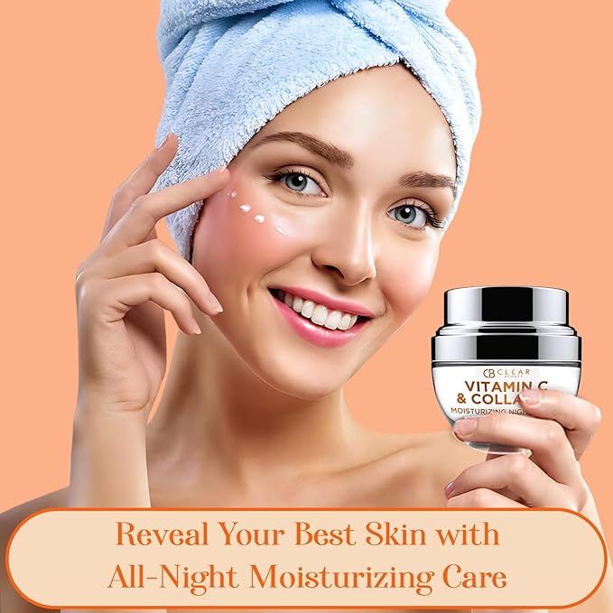 Vitamin C & Collagen Night Face Moisturizer - Dermatologist Tested, Restores & Firms Skin, Anti-Aging, Natural Ingredients, Cruelty-Free Korean Skin Care, All Skin Types