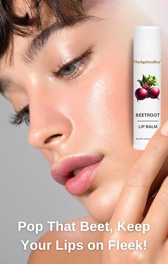 TheAgelessBox® Beetroot Lip Balm – Natural & Organic Lip Care with Shea Butter & Sweet Almond Oil – Hydrating, Antioxidant-Rich & Nourishing – Plant-Based, Cruelty-Free & Eco-Friendly