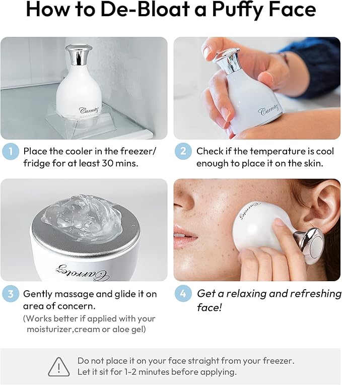 carrotez Ice Roller for Face and Eye Facial Massage Tool, Cooling and Rolling Women Skin Care Cooling for Relaxing and Relieve Fine Lines and Wrinkles and Reduce Puffiness (White)