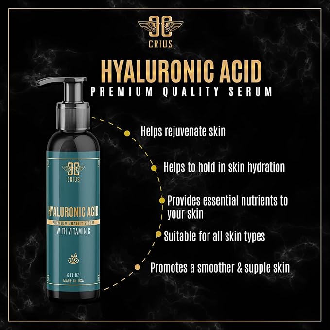 Hyaluronic Acid Serum Infused with Vitamin C, and E, Powerful Pigment Correction Serum - 6 Oz,made in USA