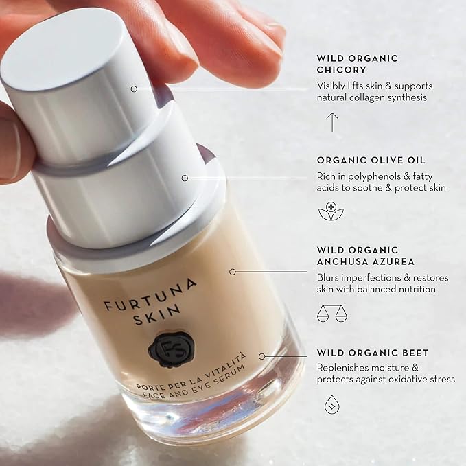Furtuna Skin Face & Eye Serum - Dual-Use Formula to Lift, Reduce Puffiness and Even Tone, Wild-Foraged Botanicals, Vegan, Dermatologist Tested, EWG Verified, 30ml