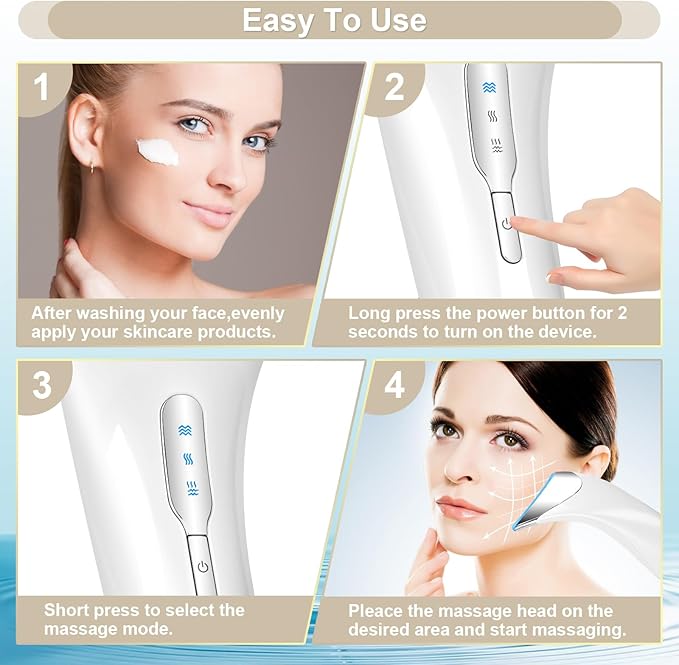 Face and Neck Massager,Multifunctional Facial Skin Care Tools,3 in 1 Facial Massager, and Vibration Technologies for Skin Care,Improve,Firm,Tightening and Smooth (White)