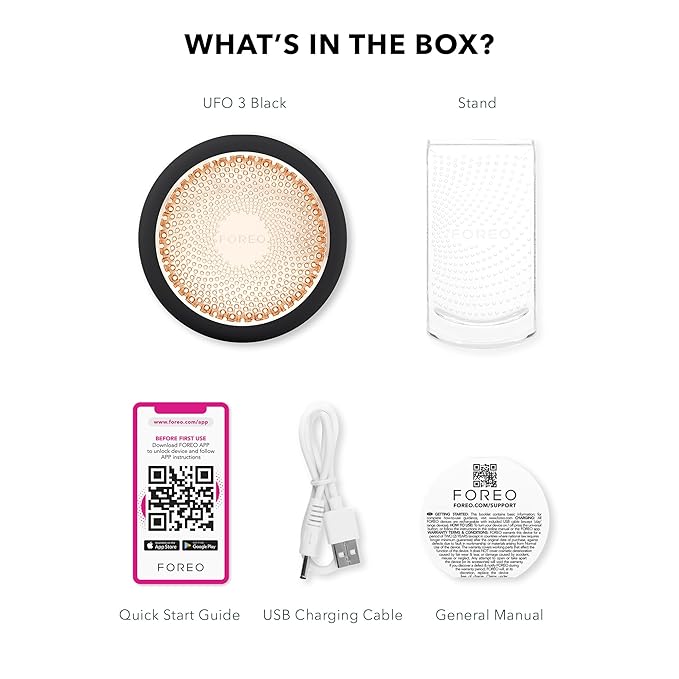 FOREO UFO 3 Deep Face Moisturiser - 5-in-1 Facial Spa - Red Light, Warming, Cooling, Massage, Anti Aging - Face Mask Skin Care - Black