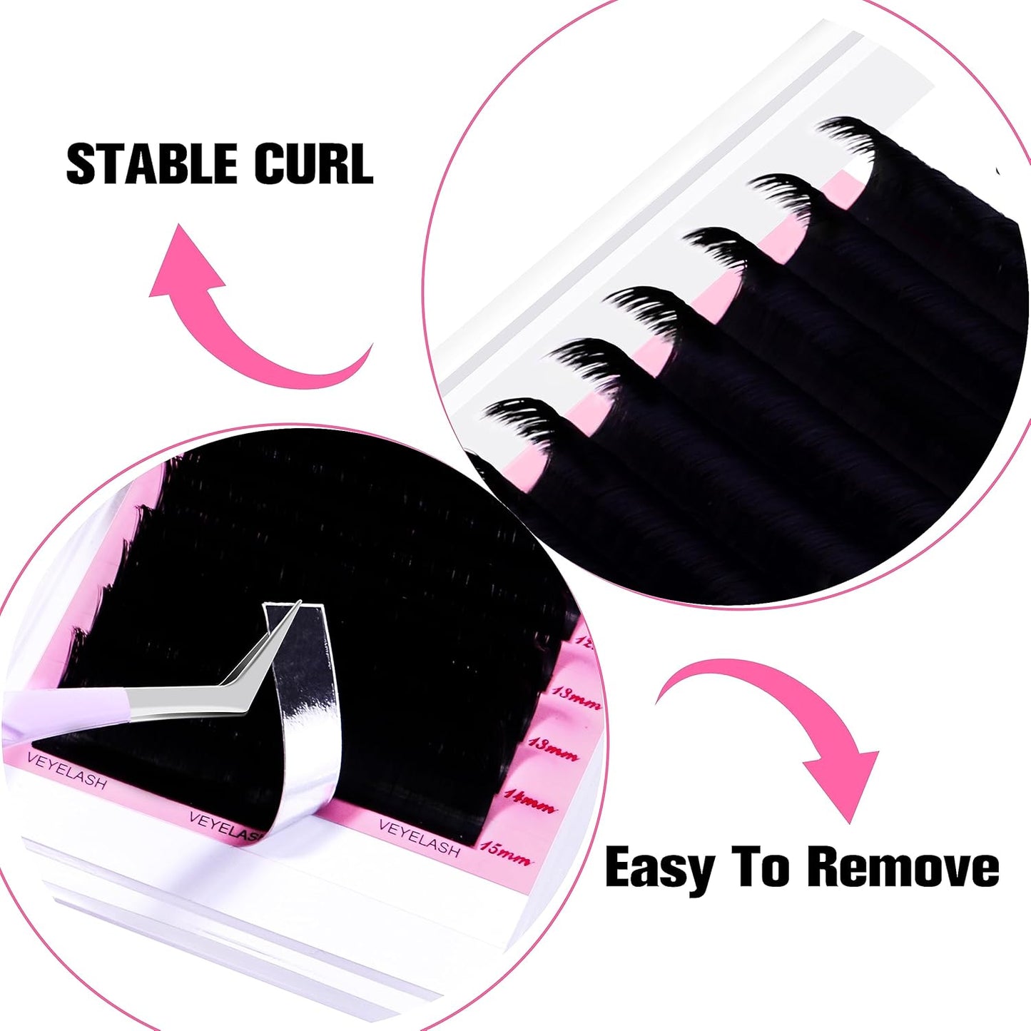 VEYES INC Cashmere Smart Fan Lash Extensions 0.03 0.05 0.07 C/CC/D Curl 8-20mm Mixed & Single Length, Super Matte Black Volume Lashes, Professional Supplies for Lash Techs (0.07 CC 15-20mm)