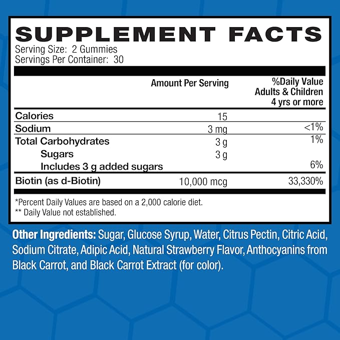 INVIGOR8 Biotin Gummies 10000mcg | Hair Skin Nails Vitamins Biotin Supplement for Women Men & Kids 5000mcg x2 | Vegan Kosher Halal | Strawberry Flavor | 60