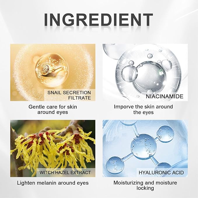 Under Eye Cream for Dark Circles And Puffy Eyes, Snail Peptide Energetic Eye Roll-On 360° Massage, Dark Circle Eye cream, Snail Eye Cream Anti Aging & Wrinkle, Eye Serum Hydrating, Firming, Smooth