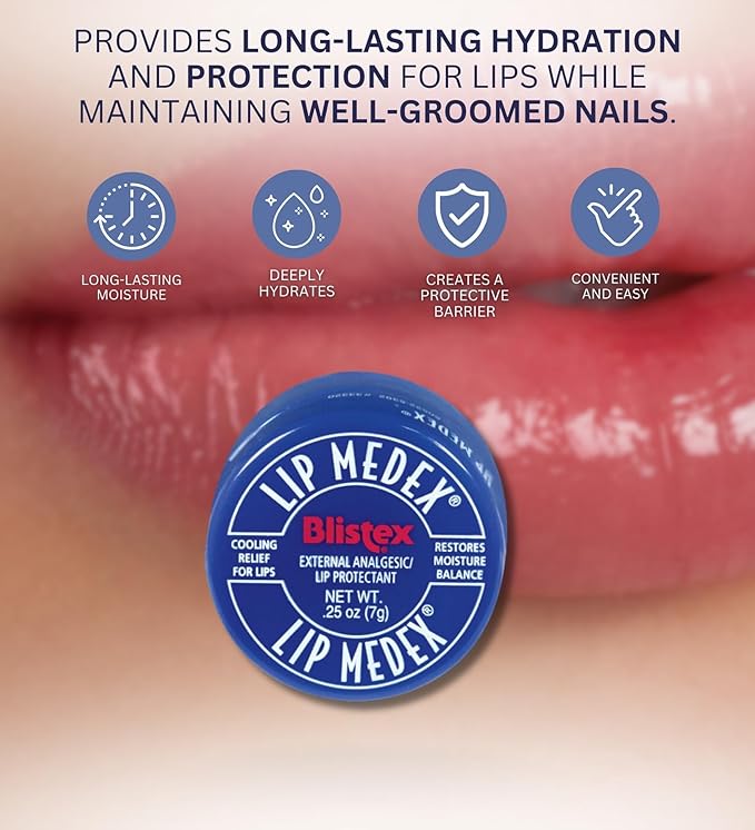 Lip Medex Lip Protectant 0.25 oz Bundle with Nail Clipper - Medicated Balm for Chapped Lips - Quick Cooling Relief - Moisture Restoration - Protects from Dryness - (13 Items)