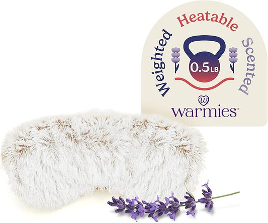 warmies Microwavable Eye Mask for Warmth & Comfort - Heating & Cooling Compress for Calming Relaxation - Weighted & Heated Eye Mask with Scented Lavender for Sleeping - Marshmallow Brown