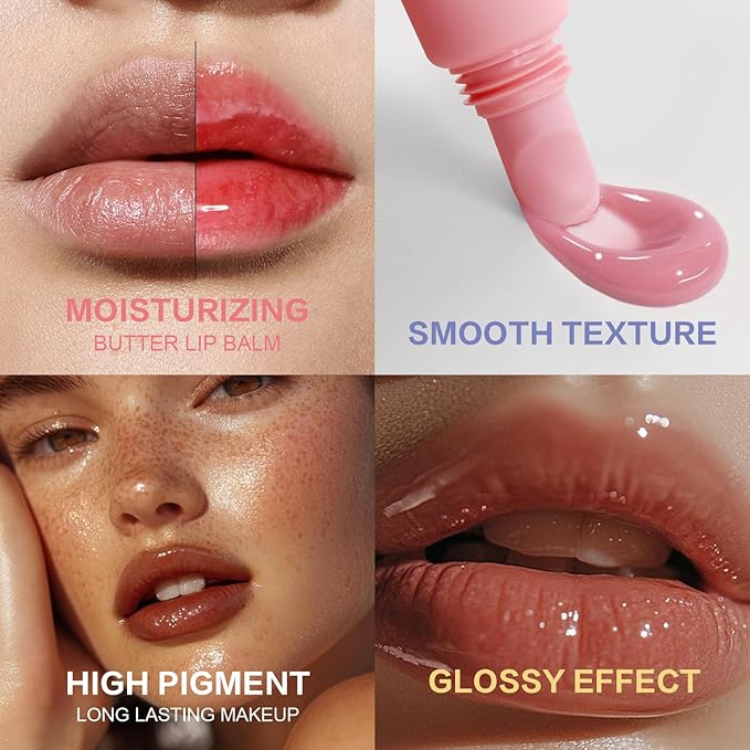 Tinted Lip Butter Balm - Vegan Lip Balm for Instant Moisture, Shine & Hydration - Sheer-Tinted, Soothing Skincare (Cherry)