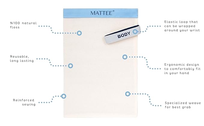 MATTEE 2 packs of 100% Natural Premium Deep Exfoliating Mitt, Exfoliating Glove, Korean Exfoliating Mitt, Kese Exfoliating Glove, Visibly Lifts Away Dead Skin, No Dye