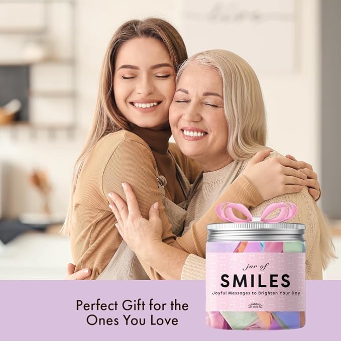 Jar of Smiles, Joyful Messages to Brighten Your Day, 30 Quote Cards, Gift for Mom, Daughter, Granddaughter and Friends with Unique Gift Box