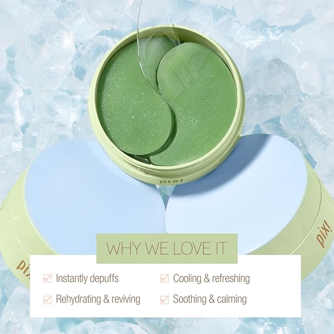 Pixi DetoxifEYE Depuffing Hydrogel Under-Eye Patches, Cucumber, Gold & Caffeine For Under Eyes, Hydrate Eye Area, 30 pairs, 60 Patches