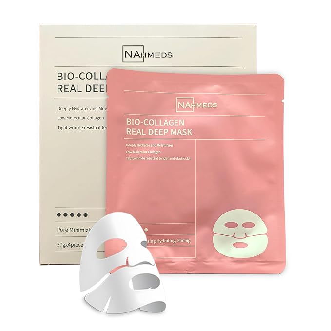 Bio-Collagen Real Deep Mask, Low Molecular Collagen, Deeply Hydrates and Moisturizes, 20gX4 Piecs