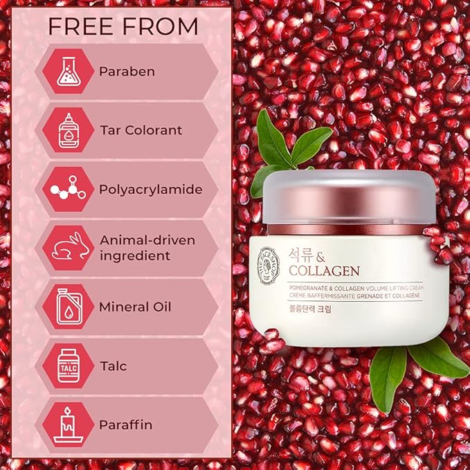 The Face Shop Pomegranate & Collagen Volume Lifting Eye Cream | Deep Revitalizing Cream for Elasticity, Firmness & Density | Anti-Aging Korean Moisturizer | Plump & Smoothen Your Skin, 3.38 Fl Oz