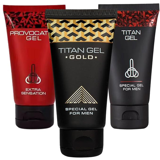 Irvy 3in1 Titan Gel Gold + Provocative + Titan Gel. Male Extra Strength Massage Cream for Power Energy Performance