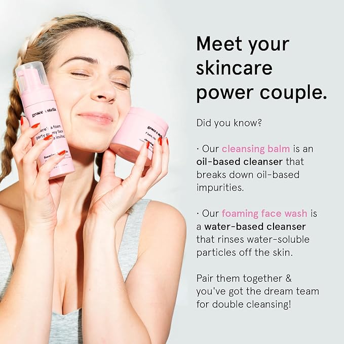 grace & stella Makeup Remover Cleansing Balm - Hydrating Facial Cleanser with Vitamin E for Soft, Nourished Skin - Melt Stubborn Waterproof Make Up, Mascara, Eye Liner - Vegan Skincare (102g/ 4.3 oz)