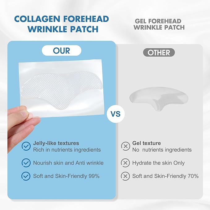 Forehead Wrinkle Patches Overnight 14pcs with Collagen & Vitamin E, Anti Wrinkle Patches for Forehead Filler & Deep Line Treatment, jelly forehead patches for Gentle Skin Care Solution