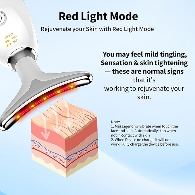 Red Light Therapy for Face, LED Facial & Neck Contouring Device, Face Massager for Reduce Fine Lines & Double Chin, Rejuvenate, Face Lift & Neck Tightening - at Home Daily Skin Care Sculpting Tool