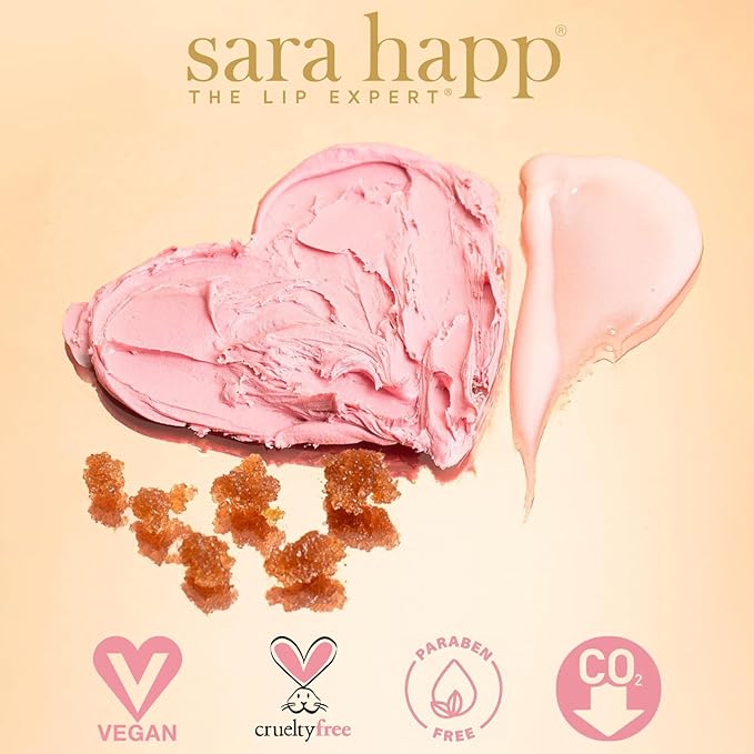 Sara Happ Sweet Clay Mask + Vanilla Bean Sugar Lip Scrub Duo - Exfoliating Lip Treatments, Moisturizers for Dry and Flaky Lips, Vegan (0.47 Oz and 0.5 Oz jars)
