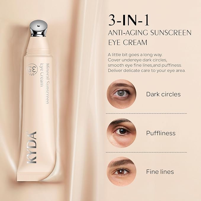 Mineral Sunscreen Eye Cream, 3-in-1 Anti-Aging Sunscreen Under Eye Treatment Cream, SPF 35, Mineral Concealer for Smooth Eyelines Cover Dark Circles, 03