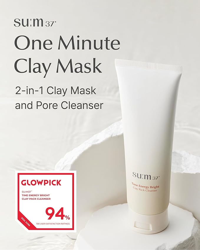 SU:M One Minute Clay Mask (5.07 fl oz) - Time Energy Pack Cleanser for Enlarged Pores & Micro-Active Soft Fit Cream (1.67 fl oz) - Deep Hydration for Elasticty