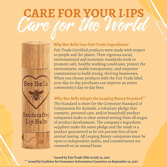 Bee Bella Lip Balm, Candy Cane, 3 Pack - Hydrating, Moisturizing Lip Care, 100% Natural, Original Organic Beeswax with Vitamin E, Handmade in USA
