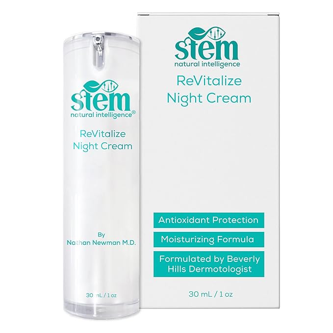STEM Revitalize Night Cream, Facial Moisturizer, Luxury Skin Care, Face Moisturizer for Women, Peptides Serum, Antioxidant Support Overnight Face Mask & Cream, 1oz Bottle