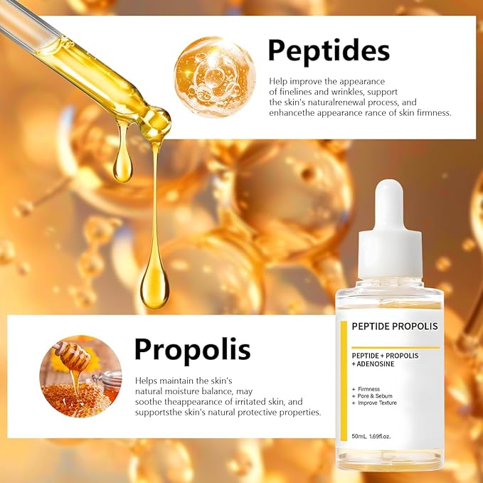 Hydration & Wrinkle Renewal Serum, Peptide Propolis Complex, Anti Aging Facial Serum, Deep Moisturizing & Skin Renewal, Suitable for All Skin Types