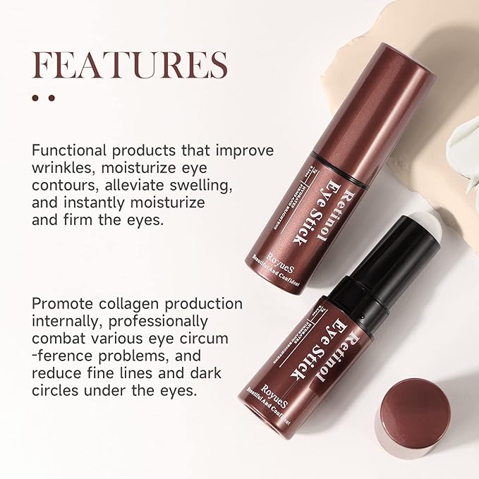 AKARY Retinol Eye Cream for Dark Circles and Puffiness, Skincare Under Eye Cream Eye Stick Reduce Wrinkles and Fine Lines, Skin Tightening Cream Moisturizing Treatment Cream Smooth and Hydrate Eye Area, Suitable for Sensitive Skin, 0.24oz