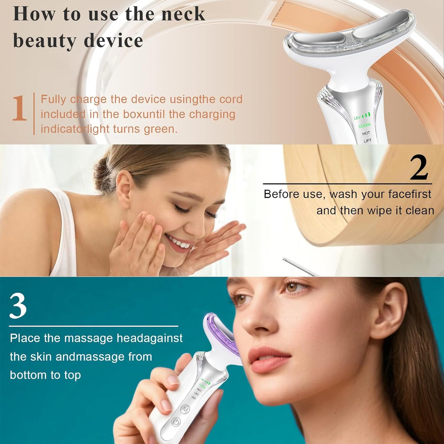 2025 New 7 in 1 Face Massager Tool, Red Light Therapy for Face and Neck, Portable Face Lift Device, Neck Massager for Double Chin Reducer
