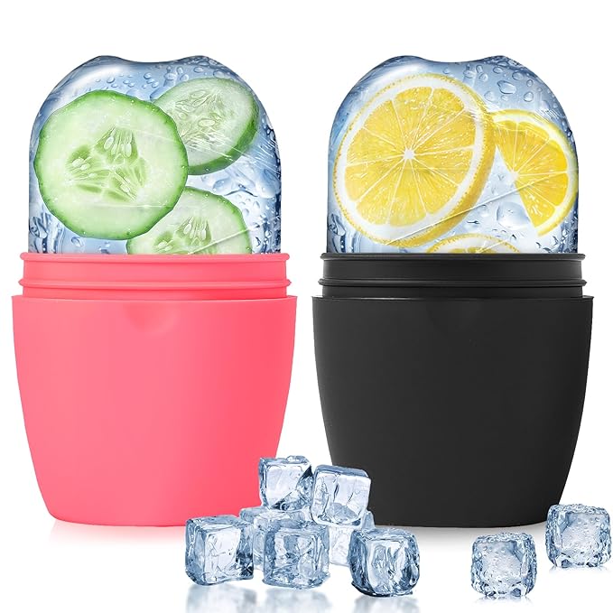 2Pack Ice Roller for Face, Evmliy Silicone Ice Face Roller to Tighten and Lift skin for Face & Eye Puffiness Relief, Reusable Facial Mold for Neck Natural Glow, Skin care for women beauty
