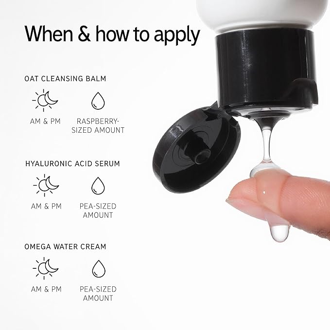 The INKEY List Starter Set, Oat Cleansing Balm, Hyaluronic Acid Serum & Omega Water Cream, Nourishing Skincare Set, Gentle Cleanser, Suitable For All Skin Types