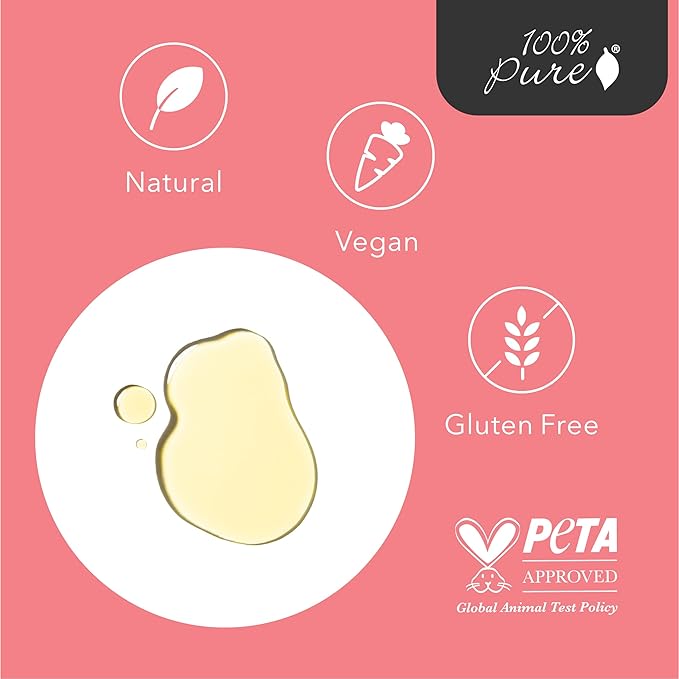 100% PURE Super Fruit Nourishing Oil Hydrating Skincare Face & Body Moisturizer, Rejuvenating Plant-Based Boost for Dry Dehydrated Skin - Vegan - 1oz