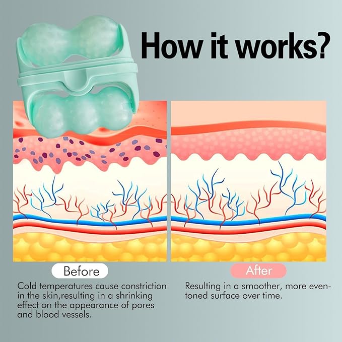 Ice Roller for Face and Eyes Facial Skin Care Tool 2-in-1 Ice Roller for Face & Eyes - Reduces Puffiness, Relieves Migraines, with Travel Case - Ideal Gift for Women (Green)