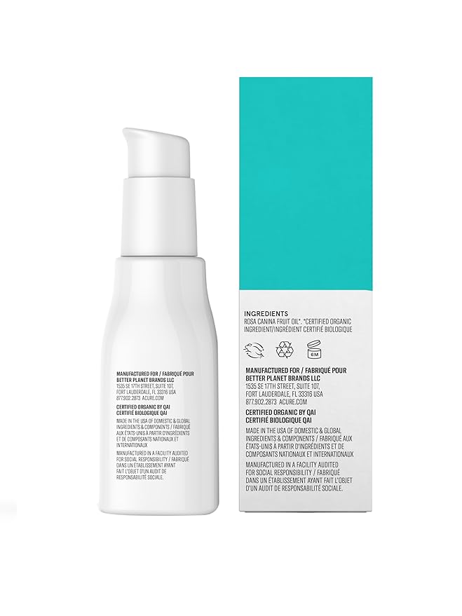 Acure The Essentials Rosehip Oil - Cold Pressed Dry Oil to Balance Moisture, Delivering Essential Fatty Acids - 1 oz