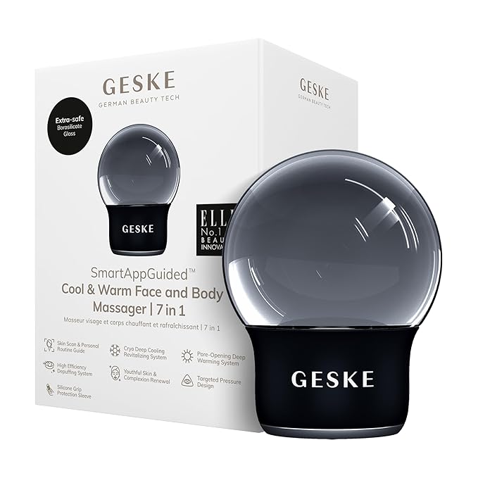 SmartAppGuided™ Cool & Warm Face & Body Massager | 7 in 1 | Multifunctional Massager | Face & Body | Battery-free Cooling & Warming | Firms, Relaxes & De-Puffs Skin | Globular Design