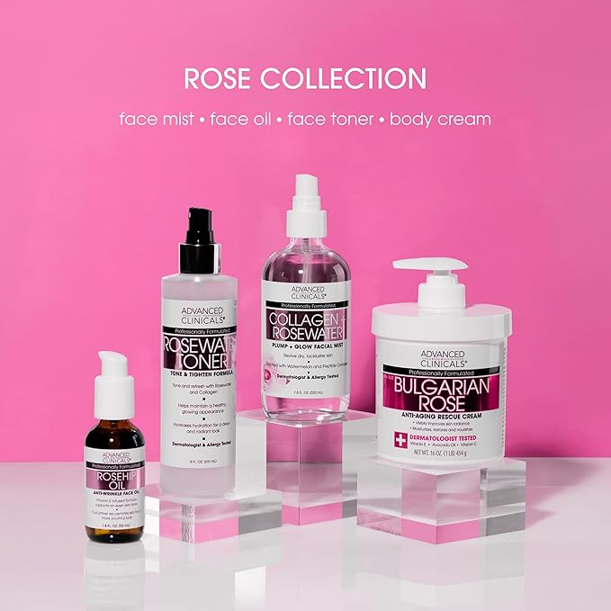 Advanced Clinicals Rosehip Oil For Face With Vitamin E + Botanicals Helps Improve Look Of Dark Spots, Wrinkles, Fine Lines, & Uneven Looking Skin Tone | Moisturizing Skin Care Face Serum, 1.8 Fl Oz