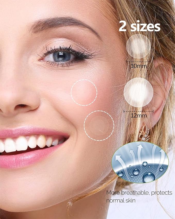 Beviliu Pimple Patches for Face 132 Counts, 2 Sizes Thinner Edge Hydrocolloid Acne Patches, Invisible Zit Patches for Face, Facial Skin Care Products Beauty