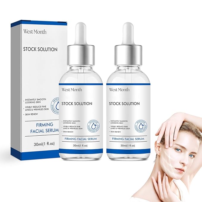 West Month Firming Facial Serum, Skincare Stock Solution, Stock Solution Facial Serum, Reduce Fine Lines Skin-Smooth Looking Skin, Deep Wrinkle Repair Serum, Suitable for All Skin Types(2PC)